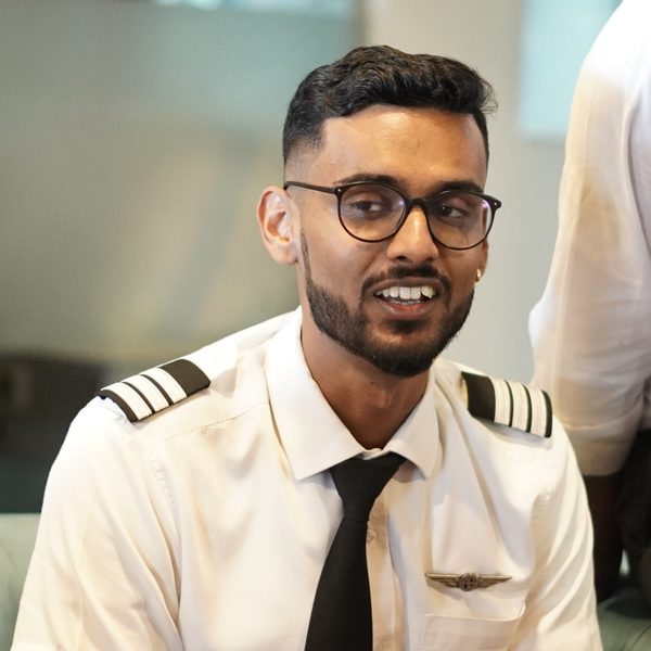 Capt. Himanshu Dayalan in airline pilot uniform